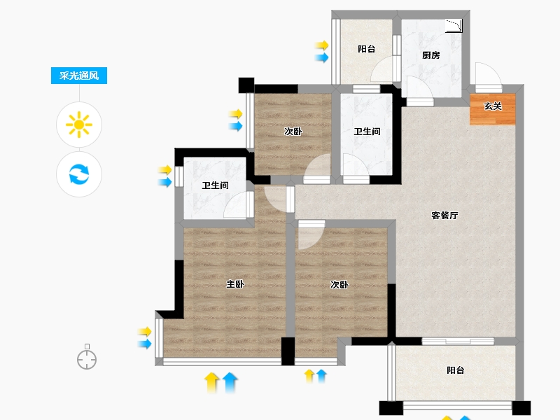 四川省-成都市-保利狮子湖红杉郡-79.23-户型库-采光通风