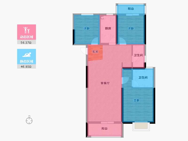 湖北省-武汉市-电建地产�吃糜�府-91.67-户型库-动静分区