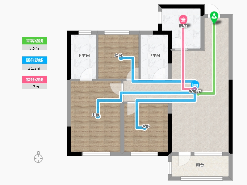 辽宁省-沈阳市-华润翡翠城 熙府-84.29-户型库-动静线