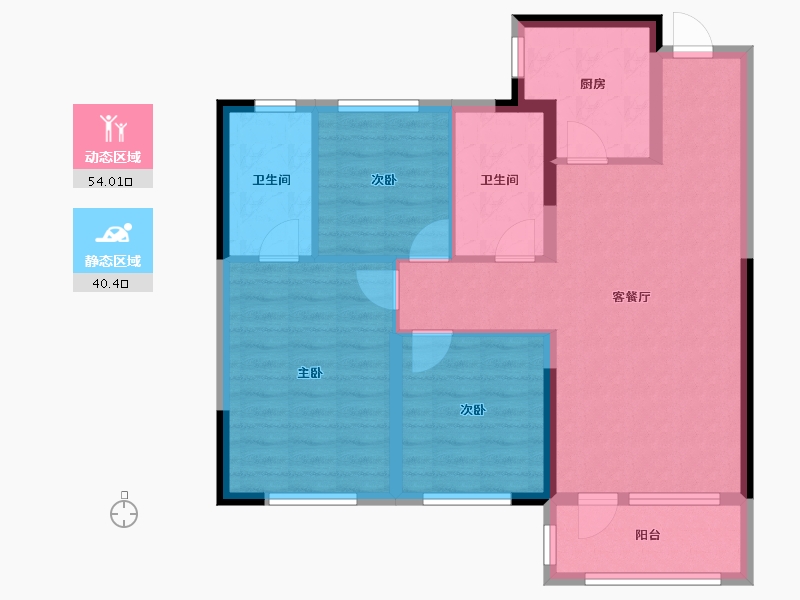 辽宁省-沈阳市-华润翡翠城 熙府-84.29-户型库-动静分区