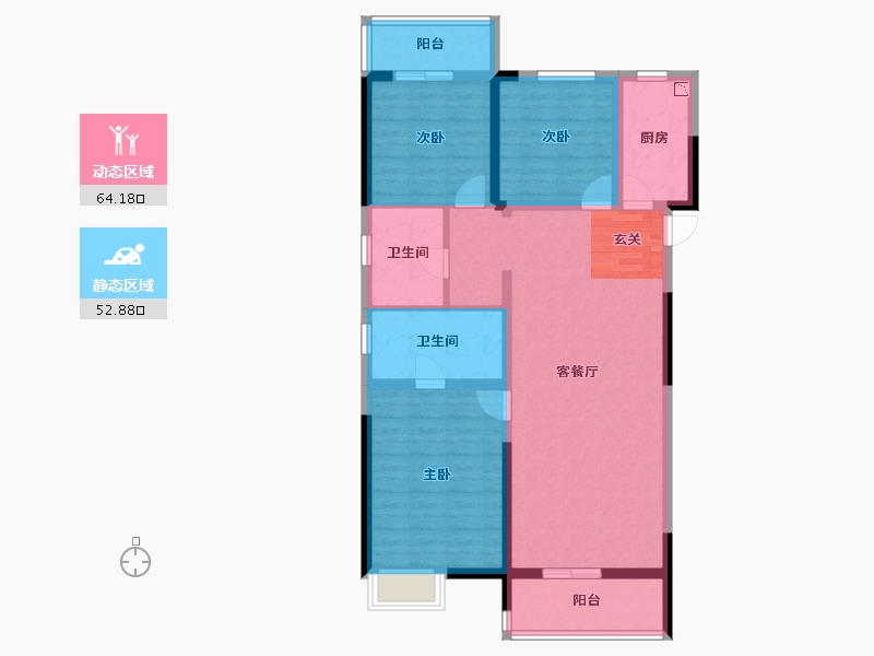 湖北省-武汉市-电建地产�吃糜�府-104.78-户型库-动静分区