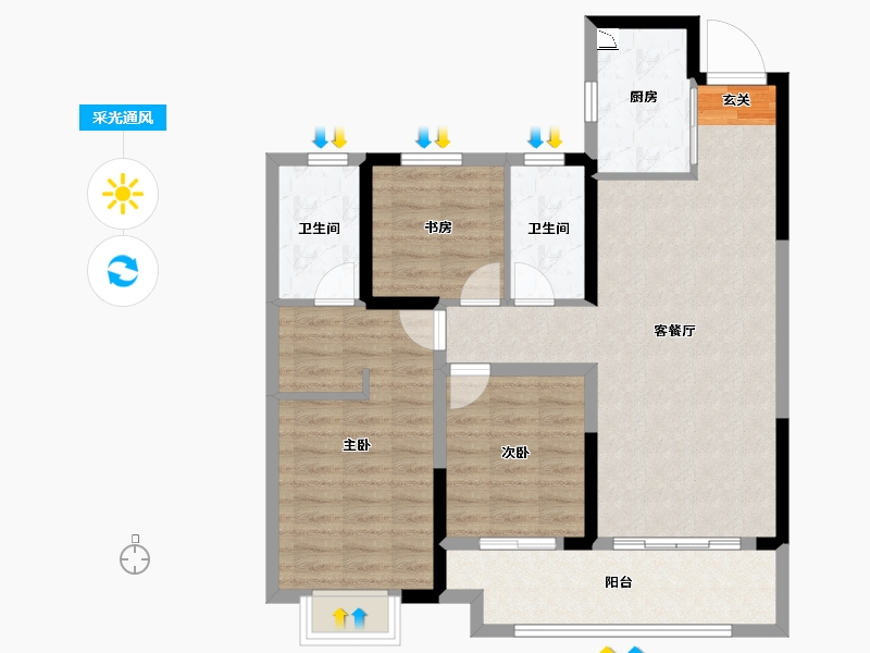 湖北省-武汉市-�吃没�府-88.80-户型库-采光通风