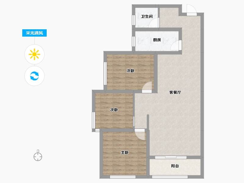 陕西省-咸阳市-清渭公馆-83.24-户型库-采光通风