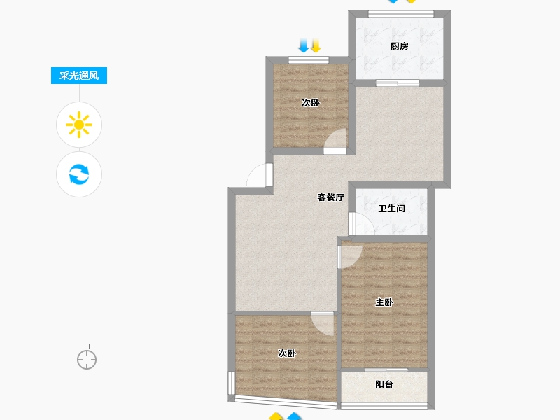 浙江省-金华市-青春小区-73.40-户型库-采光通风