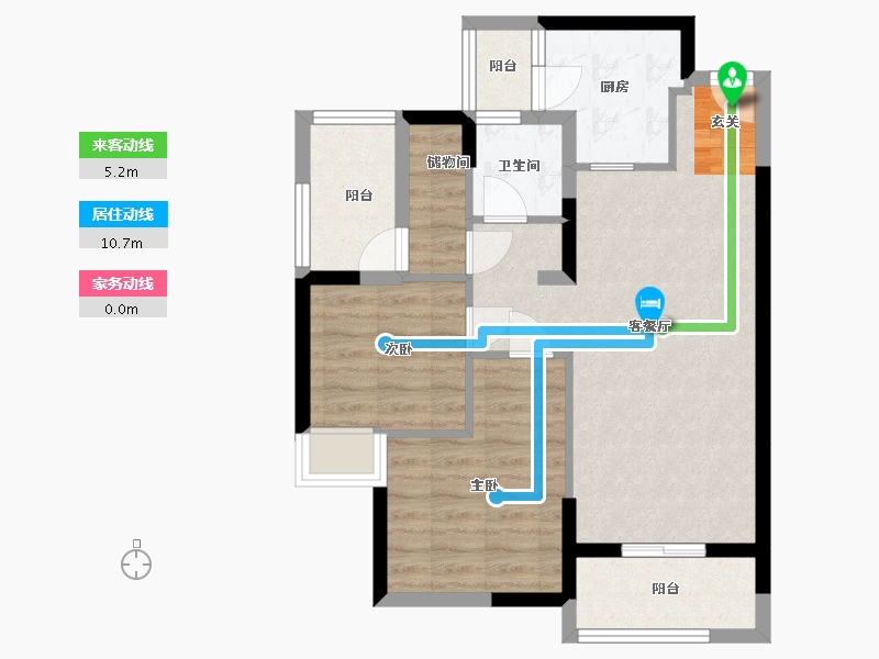 湖南省-衡阳市-美的梧桐桩园-68.75-户型库-动静线