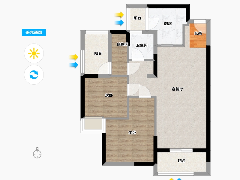 湖南省-衡阳市-美的梧桐桩园-68.75-户型库-采光通风