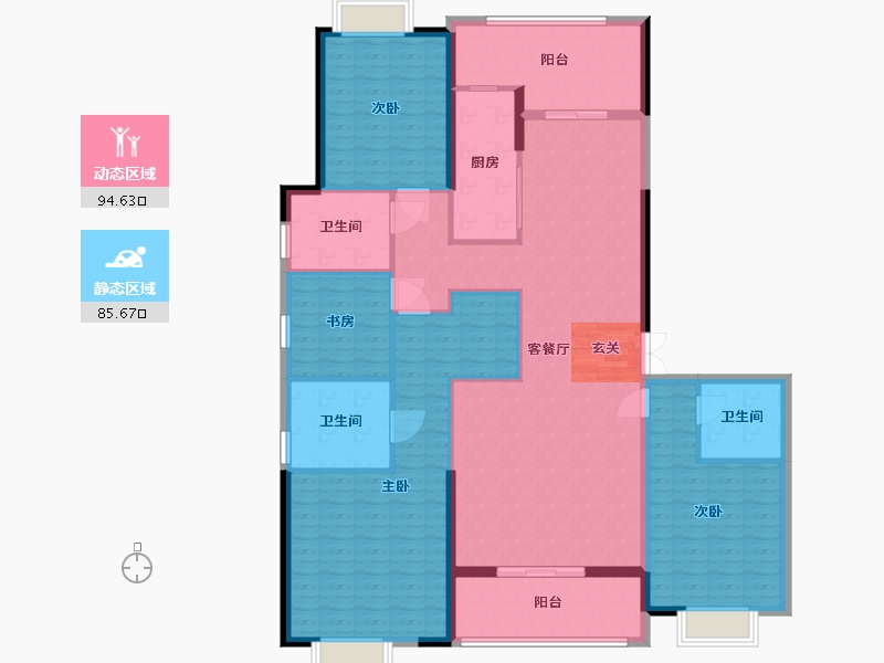 湖北省-武汉市-湖景雅苑-164.57-户型库-动静分区