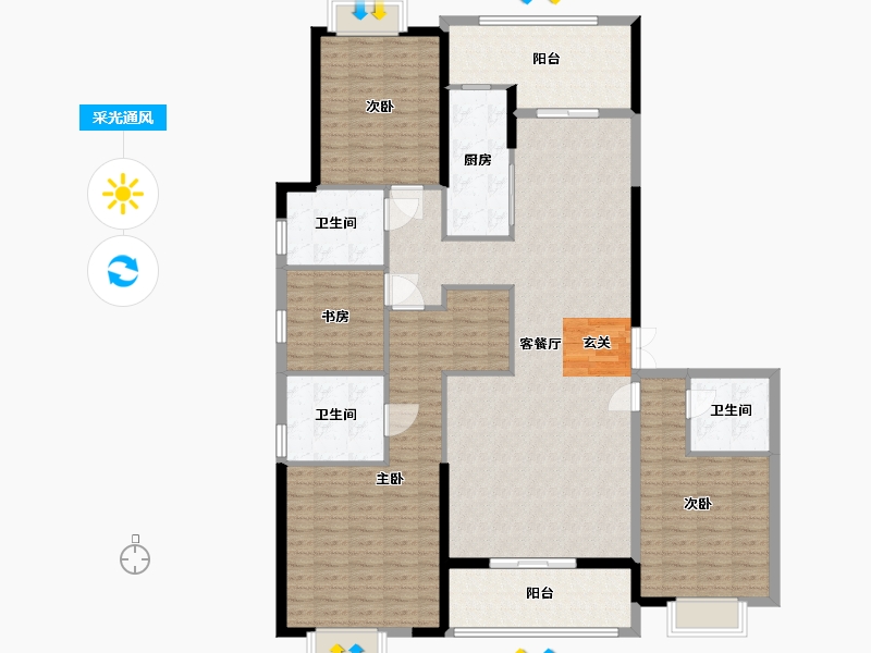 湖北省-武汉市-湖景雅苑-164.57-户型库-采光通风