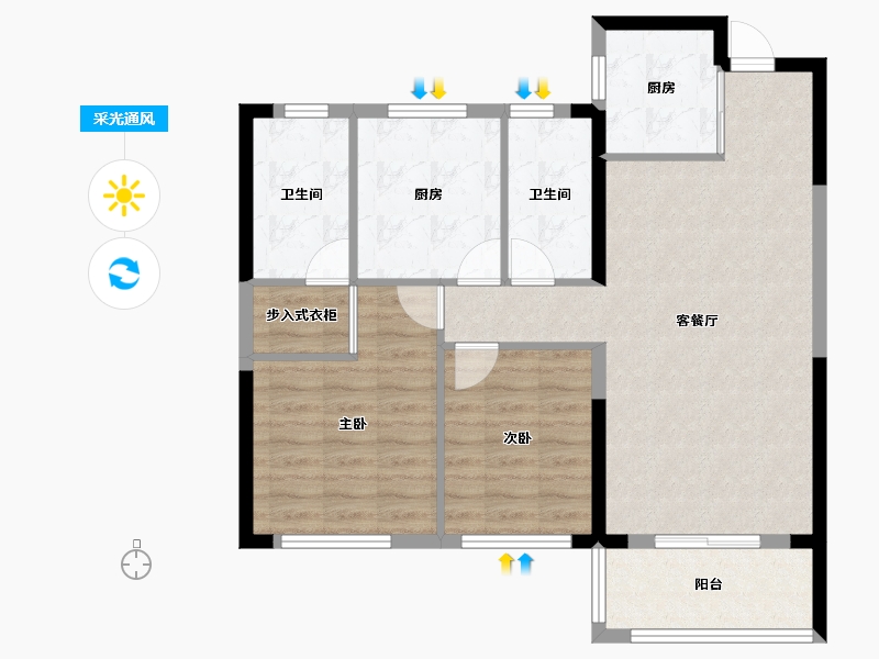 湖北省-武汉市-孔雀城问津兰亭-83.79-户型库-采光通风