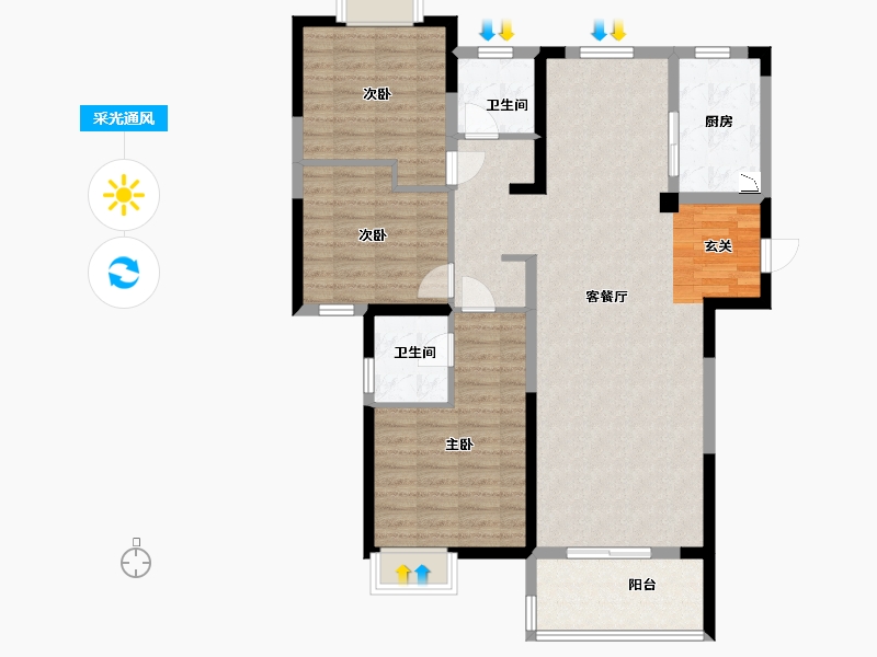 湖北省-武汉市-武地华发时光-108.00-户型库-采光通风