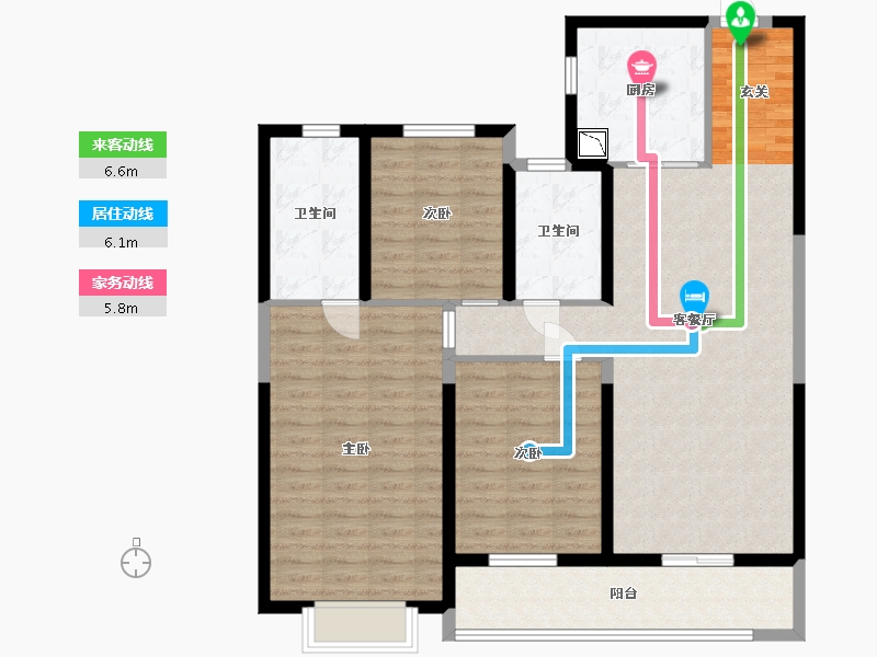 湖北省-武汉市-旭辉千山凌云-113.58-户型库-动静线