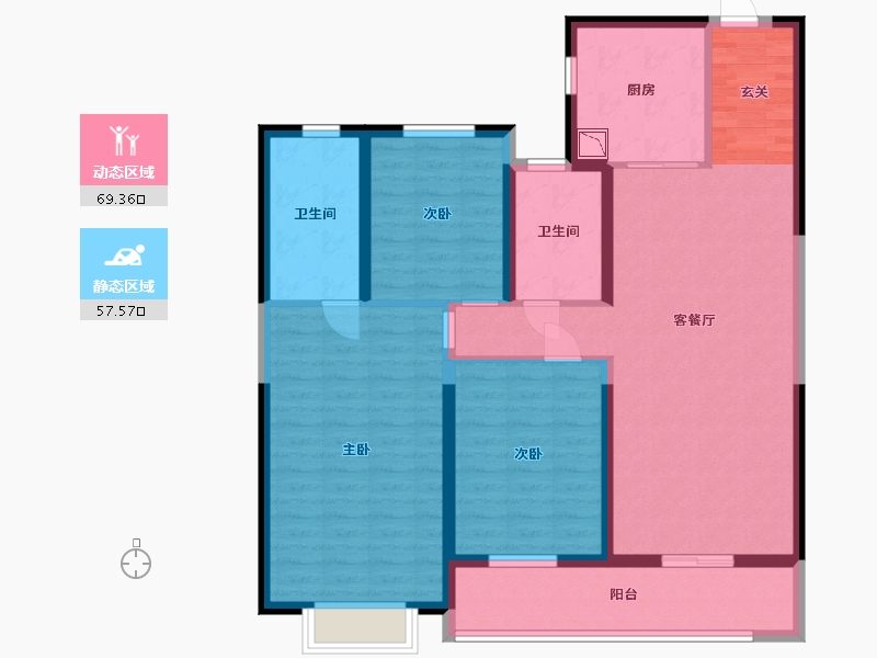 湖北省-武汉市-旭辉千山凌云-113.58-户型库-动静分区