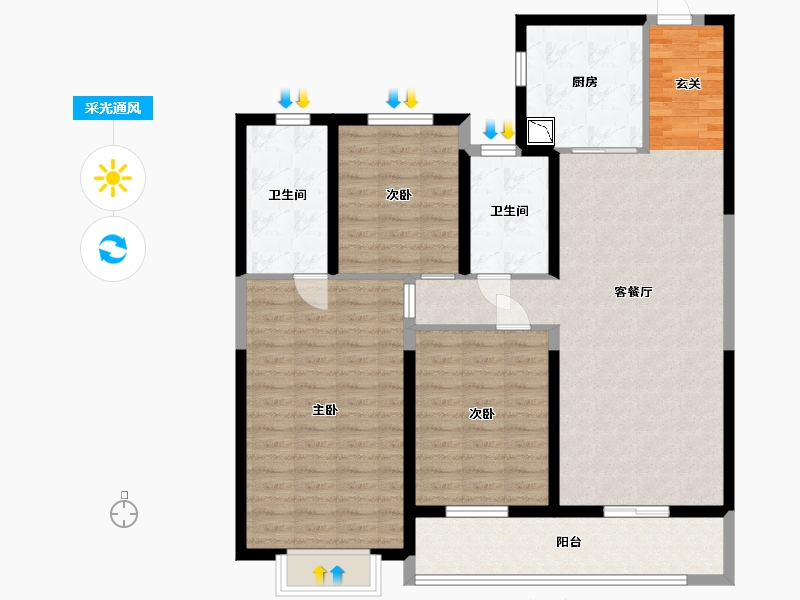 湖北省-武汉市-旭辉千山凌云-113.58-户型库-采光通风