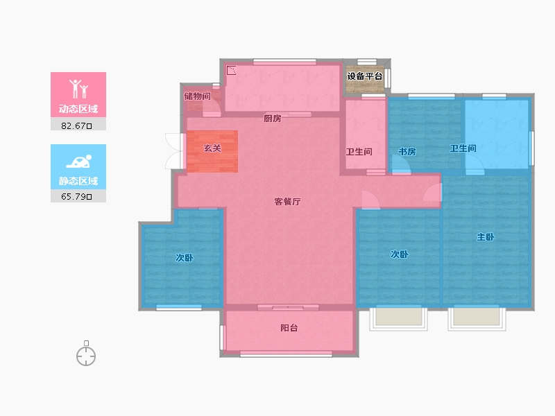 安徽省-合肥市-万科高第-136.74-户型库-动静分区