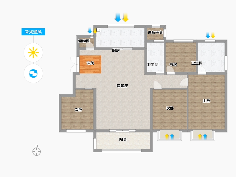 安徽省-合肥市-万科高第-136.74-户型库-采光通风