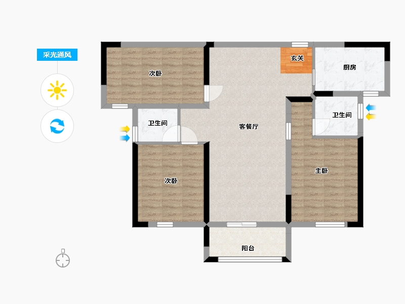 湖北省-武汉市-正商书香华府-94.96-户型库-采光通风