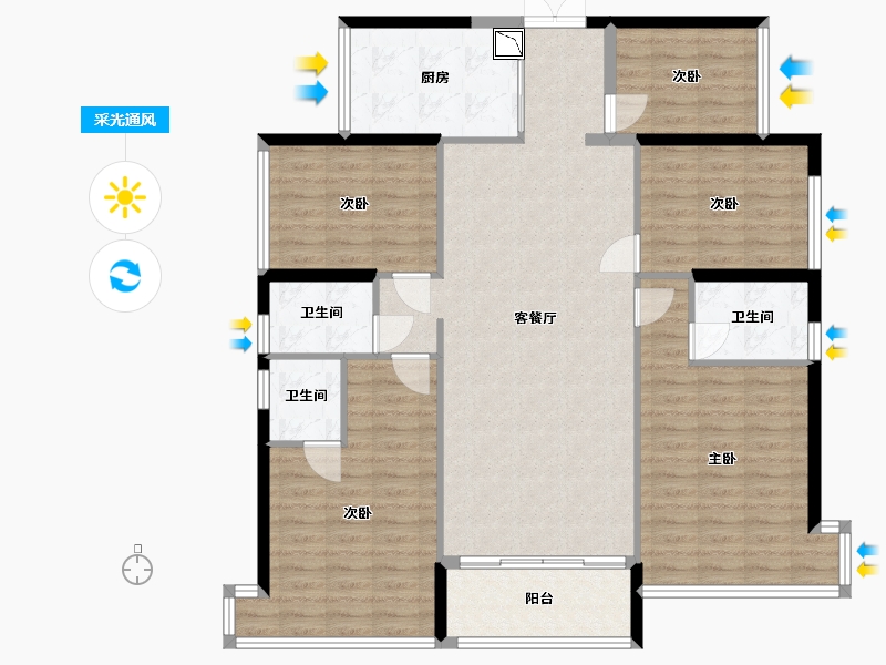 广东省-深圳市-康达尔山海上城-126.58-户型库-采光通风