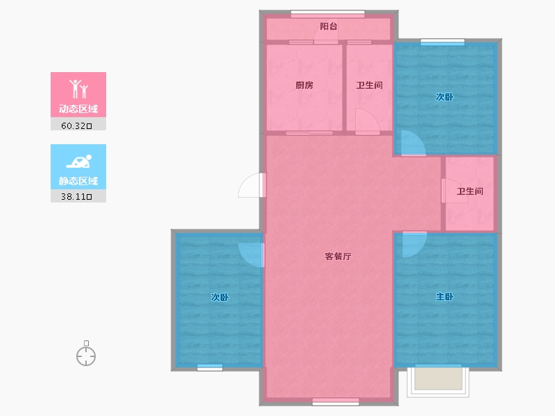 辽宁省-抚顺市-将军华府-90.28-户型库-动静分区