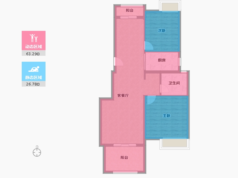 浙江省-湖州市-桃源居-81.24-户型库-动静分区