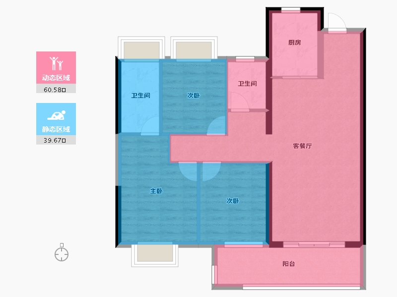 湖北省-天门市-天禧花园-90.27-户型库-动静分区