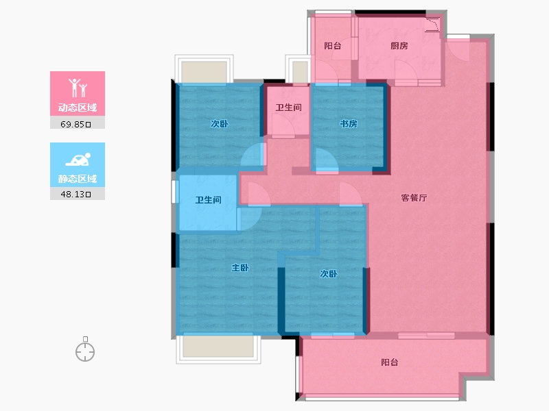 湖南省-长沙市-金桥风华府-105.12-户型库-动静分区