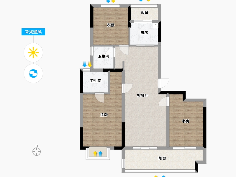 安徽省-合肥市-祥源·玖悦湾-90.00-户型库-采光通风