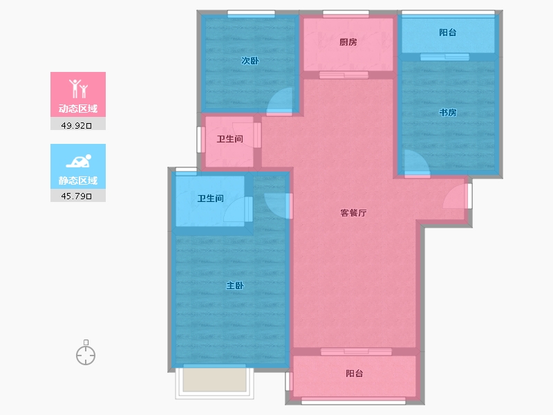 陕西省-西安市-天鹅湖-84.31-户型库-动静分区