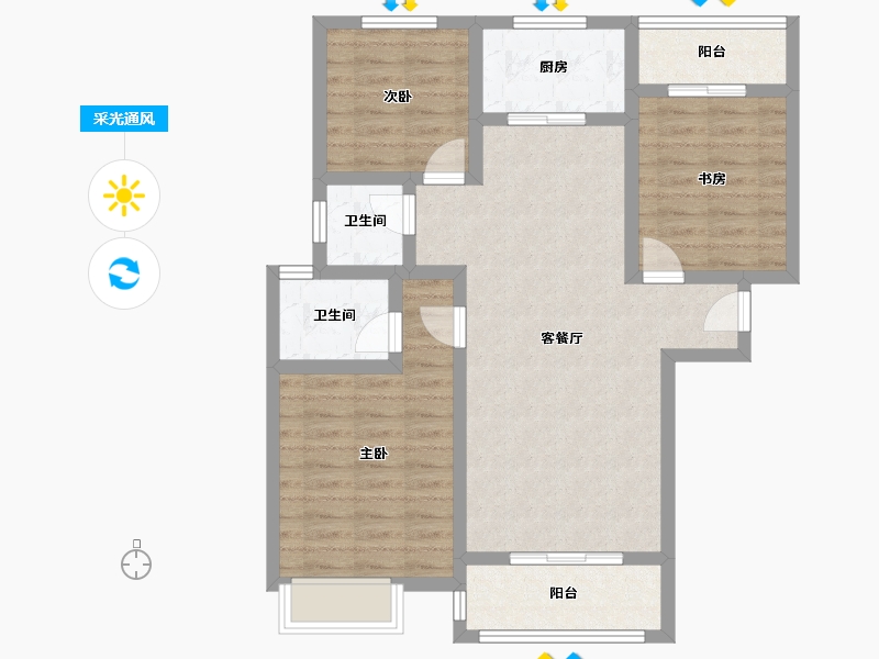 陕西省-西安市-天鹅湖-84.31-户型库-采光通风