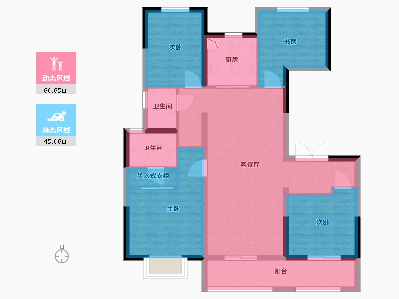 陕西省-西安市-沃呈常宁-93.89-户型库-动静分区