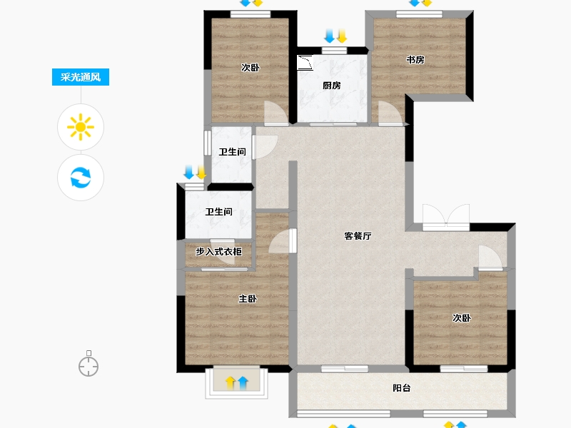 陕西省-西安市-沃呈常宁-93.89-户型库-采光通风