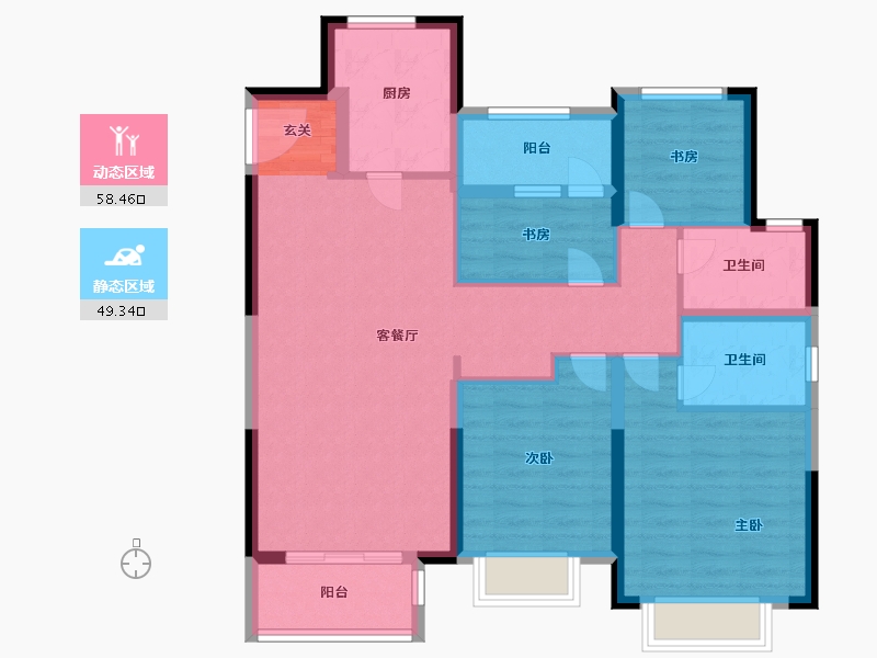 浙江省-宁波市-凯旋府-95.99-户型库-动静分区