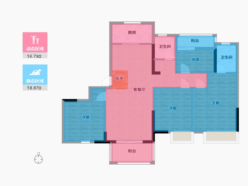 浙江省-宁波市-锦绣东方国风小镇-104.00-户型库-动静分区