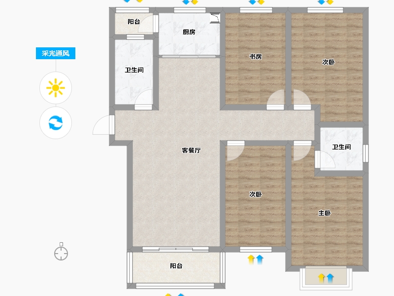 河南省-郑州市-登封市城南二期-113.47-户型库-采光通风