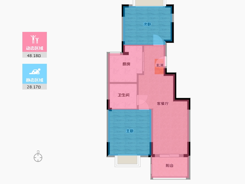 浙江省-宁波市-东城官邸-68.80-户型库-动静分区