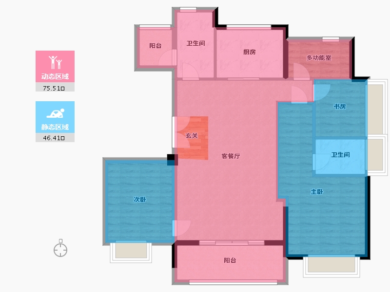 浙江省-宁波市-金地华章-110.73-户型库-动静分区