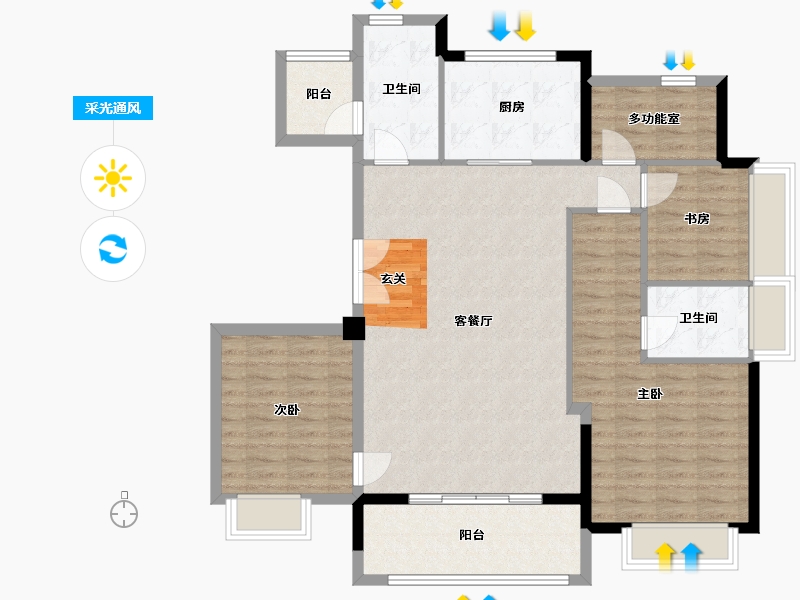 浙江省-宁波市-金地华章-110.73-户型库-采光通风