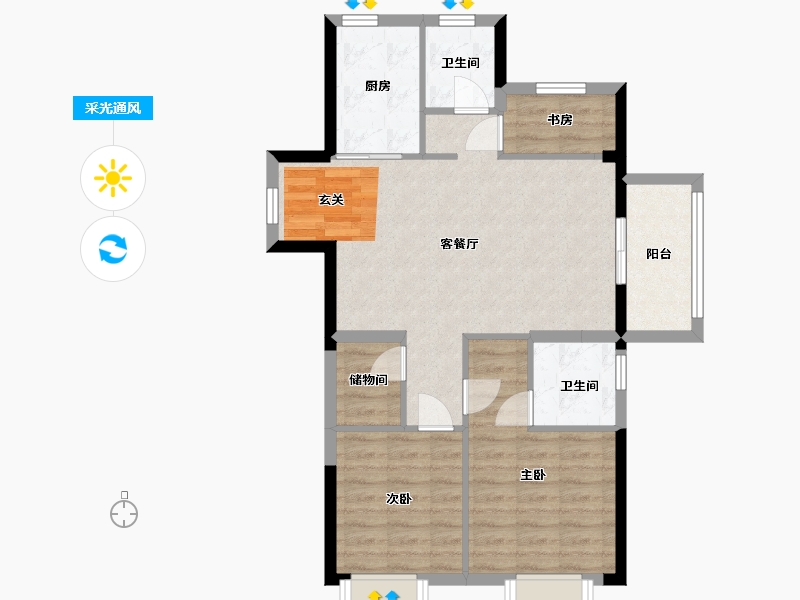 浙江省-宁波市-祥源漫城-78.31-户型库-采光通风