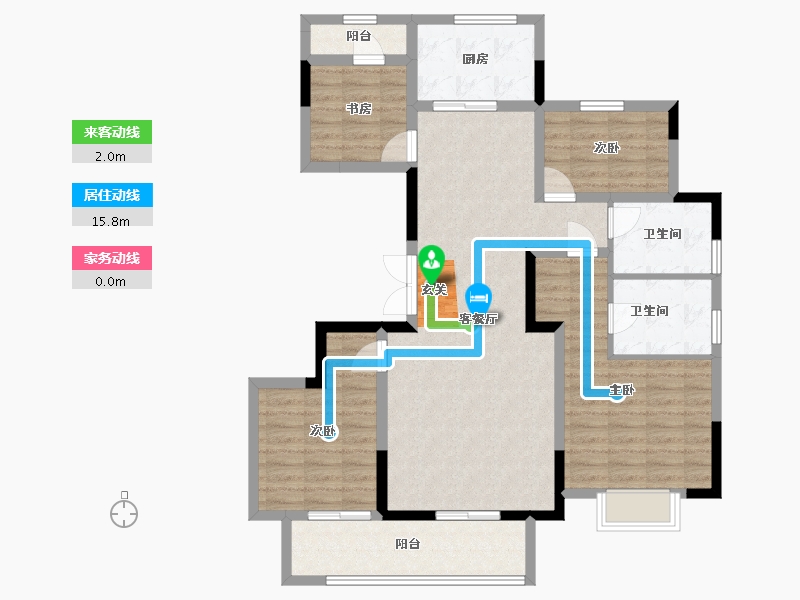 浙江省-宁波市-吾悦首府-105.52-户型库-动静线