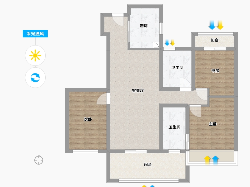 江苏省-盐城市-新城-84.80-户型库-采光通风