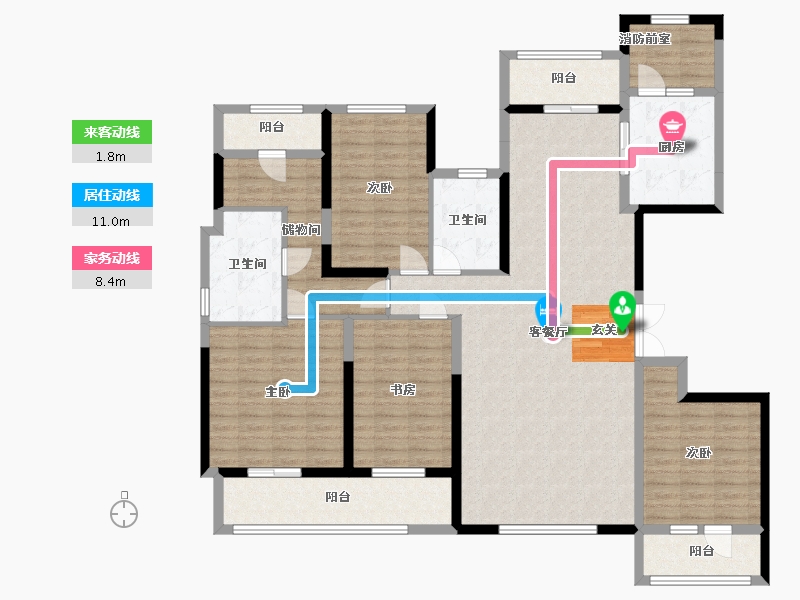 浙江省-宁波市-美的・美颐园-157.01-户型库-动静线