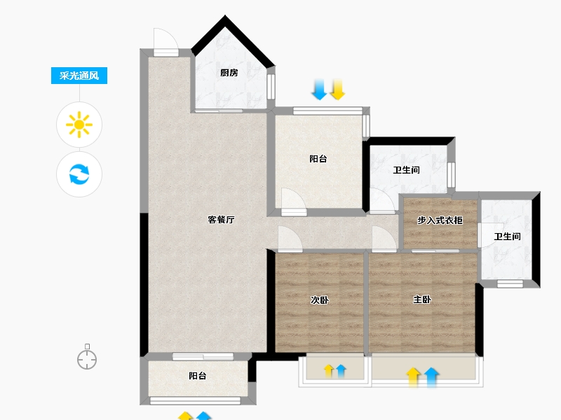 广东省-佛山市-三水冠军城-85.54-户型库-采光通风