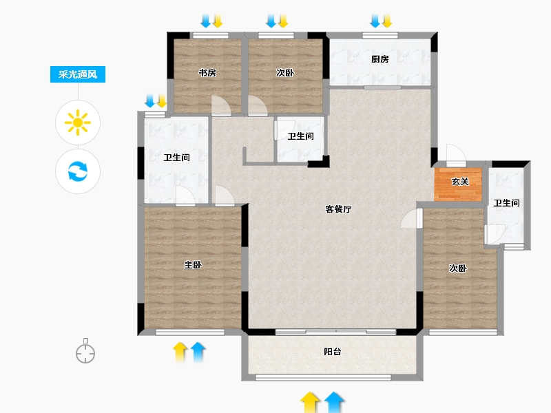 浙江省-宁波市-融创慈澜府-146.00-户型库-采光通风