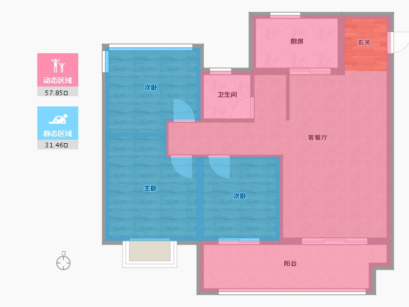 安徽省-合肥市-金辉中梁优步学府-79.88-户型库-动静分区