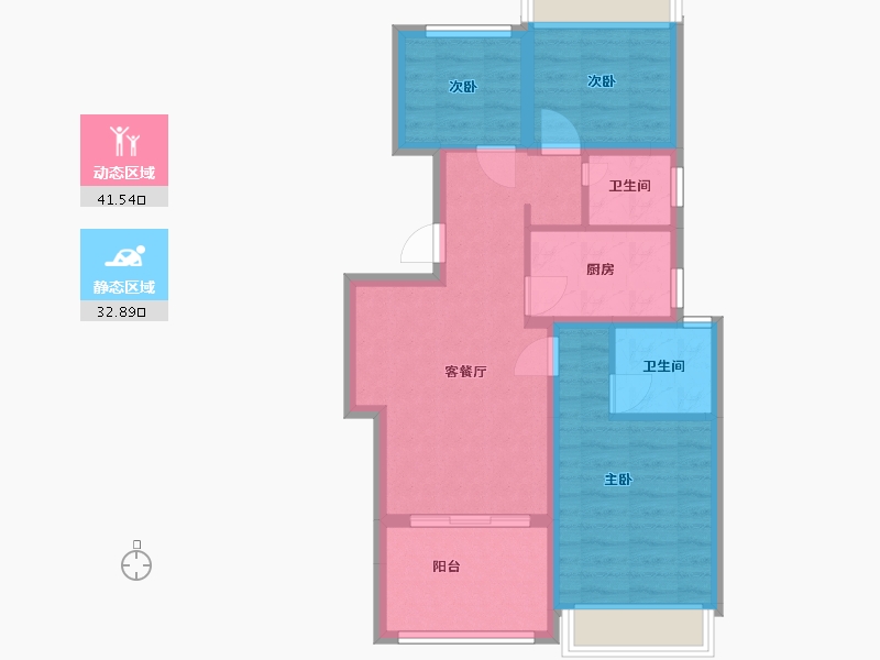 浙江省-杭州市-世宸名府-65.59-户型库-动静分区