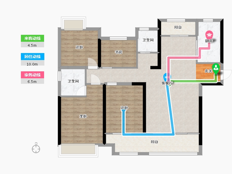 湖南省-常德市-中建 公园府-106.38-户型库-动静线