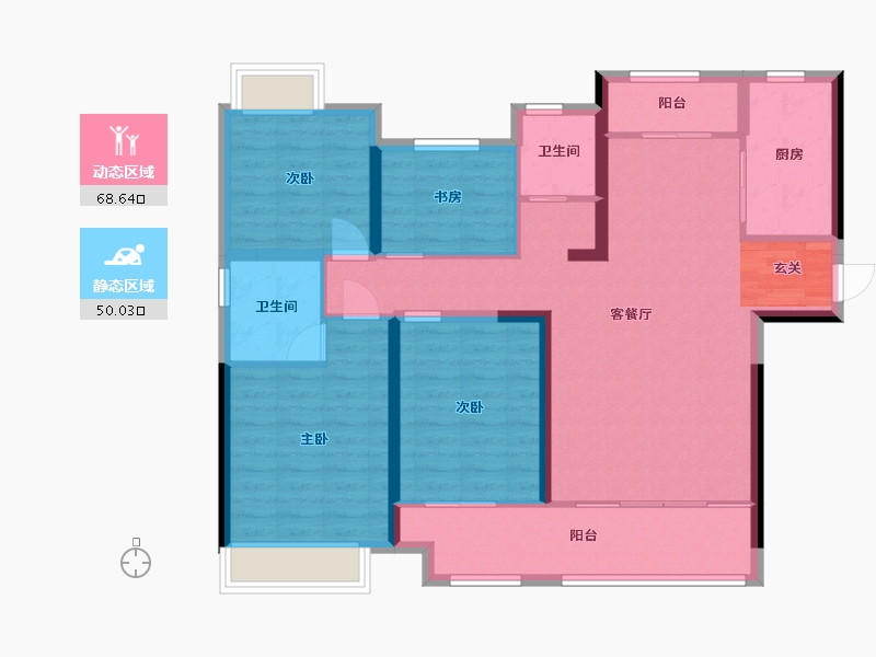 湖南省-常德市-中建 公园府-106.38-户型库-动静分区