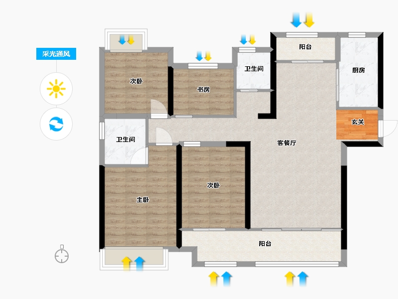 湖南省-常德市-中建 公园府-106.38-户型库-采光通风