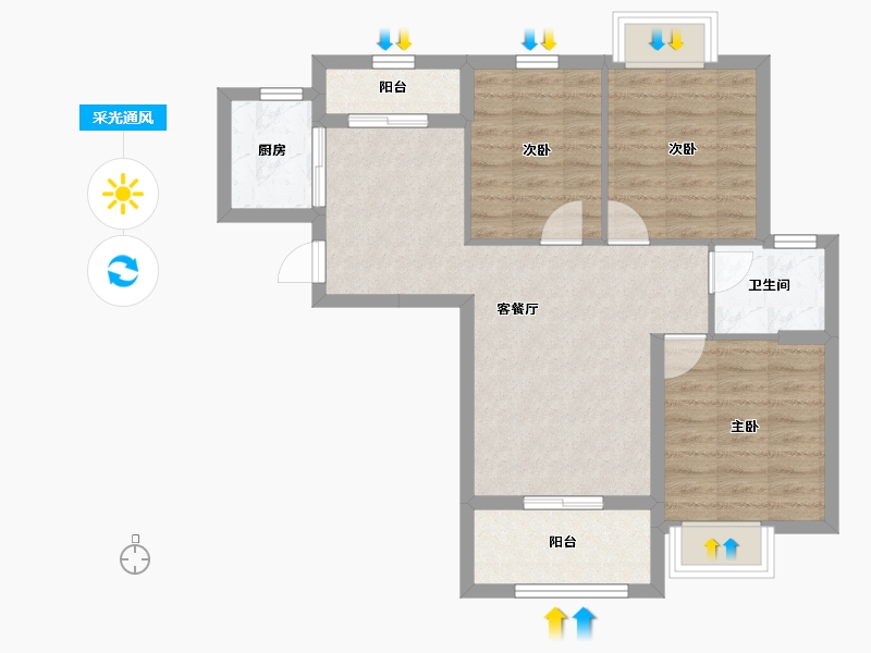 湖北省-随州市-荣誉中央-69.20-户型库-采光通风