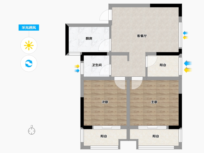 河南省-郑州市-同德悦庭-66.00-户型库-采光通风