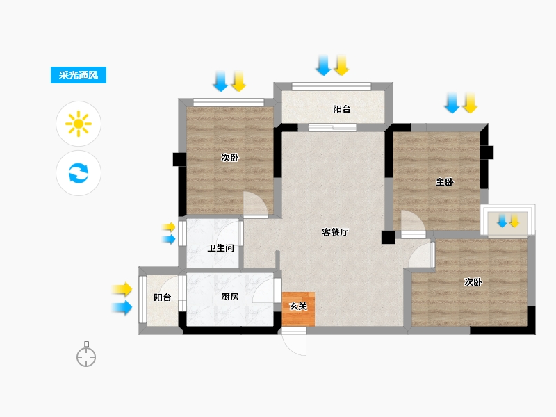 四川省-成都市-铂悦郡二期公园墅-65.77-户型库-采光通风